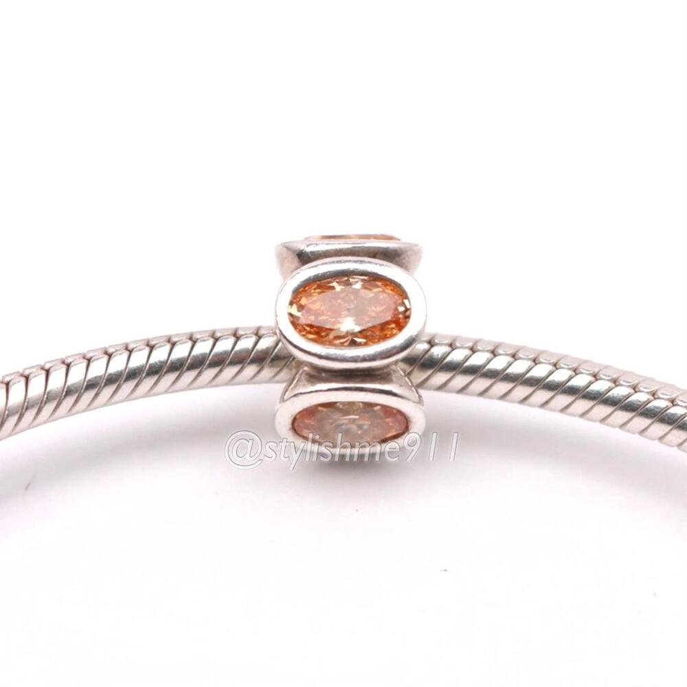 Authentic PANDORA Retired Champagne Oval Lights Charm - Picture 4 of 7
